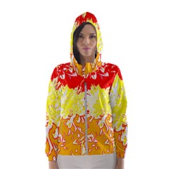 Red And Yellow Floral Women s Hooded Windbreaker by 3cl3ctix