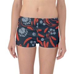 Folk Flowers Print Floral Pattern Ethnic Art Reversible Boyleg Bikini Bottoms by Eskimos