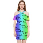 Rainbow Skull Collection Shoulder Frill Bodycon Summer Dress