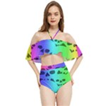Rainbow Skull Collection Halter Flowy Bikini Set 