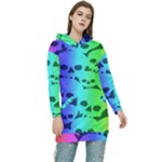 Rainbow Skull Collection Women s Long Oversized Pullover Hoodie