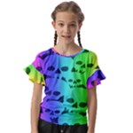 Rainbow Skull Collection Kids  Cut Out Flutter Sleeves