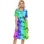 Rainbow Skull Collection Button Top Knee Length Dress