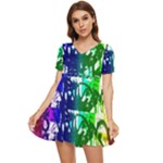Rainbow Graffiti Tiered Short Sleeve Mini Dress