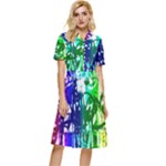Rainbow Graffiti Button Top Knee Length Dress