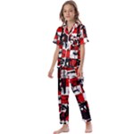 Emo Checker Graffiti Kids  Satin Short Sleeve Pajamas Set