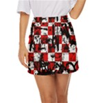 Emo Checker Graffiti Mini Front Wrap Skirt