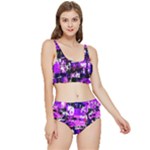 Purple Graffiti Frilly Bikini Set