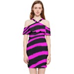 Pink Zebra Shoulder Frill Bodycon Summer Dress