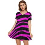Pink Zebra Tiered Short Sleeve Mini Dress