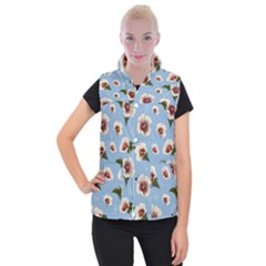 Hibiscus Flowers Women s Button Up Vest by SychEva