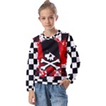 Emo Skull Kids  Long Sleeve Tee with Frill 