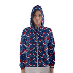 Blue Christmas Hats Women s Hooded Windbreaker by SychEva