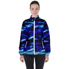 Blue Waves Abstract Series No8 Women s High Neck Windbreaker by DimitriosArt