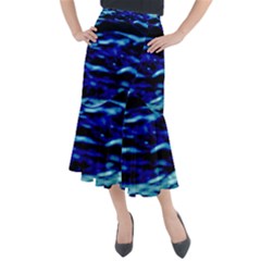 Blue Waves Abstract Series No8 Midi Mermaid Skirt by DimitriosArt