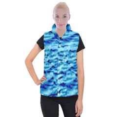 Blue Waves Abstract Series No4 Women s Button Up Vest by DimitriosArt