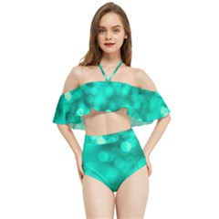 Light Reflections Abstract No9 Turquoise Halter Flowy Bikini Set  by DimitriosArt