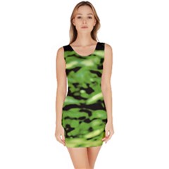 Green  Waves Abstract Series No11 Bodycon Dress by DimitriosArt