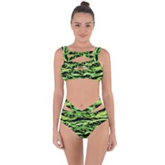 Green  Waves Abstract Series No11 Bandaged Up Bikini Set  by DimitriosArt
