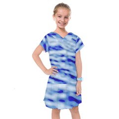 Blue Waves Abstract Series No10 Kids  Drop Waist Dress by DimitriosArt
