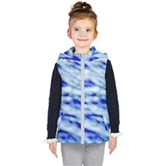 Blue Waves Abstract Series No10 Kids  Hooded Puffer Vest by DimitriosArt