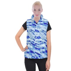 Blue Waves Abstract Series No10 Women s Button Up Vest by DimitriosArt