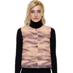 Pink  Waves Abstract Series No5 Women s Short Button Up Puffer Vest by DimitriosArt