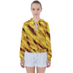 Yellow  Waves Abstract Series No8 Women s Tie Up Sweat by DimitriosArt