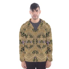 Wood Art With Beautiful Flowers And Leaves Mandala Men s Hooded Windbreaker by pepitasart