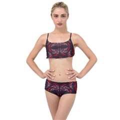 Floral Folk Damask Pattern Fantasy Flowers Floral Geometric Fantasy Layered Top Bikini Set by Eskimos