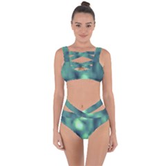 Green Vibrant Abstract Bandaged Up Bikini Set 