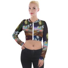 City Lights Series No4 Long Sleeve Cropped Velvet Jacket by DimitriosArt