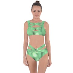 Green Vibrant Abstract No4 Bandaged Up Bikini Set 