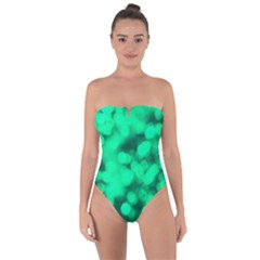 Light Reflections Abstract No10 Green Tie Back One Piece Swimsuit by DimitriosArt