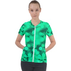 Light Reflections Abstract No10 Green Short Sleeve Zip Up Jacket by DimitriosArt