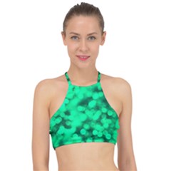 Light Reflections Abstract No10 Green Racer Front Bikini Top by DimitriosArt