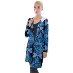 Rare Excotic Blue Flowers In The Forest Of Calm And Peace Hooded Pocket Cardigan by pepitasart