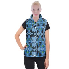 Rare Excotic Blue Flowers In The Forest Of Calm And Peace Women s Button Up Vest by pepitasart