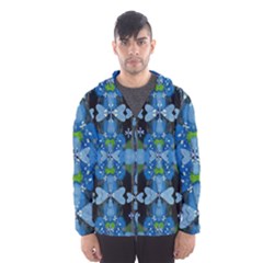 Rare Excotic Blue Flowers In The Forest Of Calm And Peace Men s Hooded Windbreaker by pepitasart