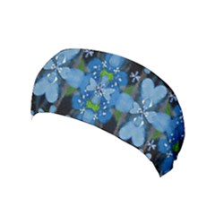 Rare Excotic Blue Flowers In The Forest Of Calm And Peace Yoga Headband by pepitasart