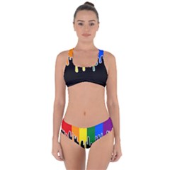 Gay Pride Flag Rainbow Drip On Black Blank Black For Designs Criss Cross Bikini Set by VernenInk