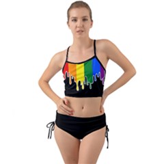 Gay Pride Flag Rainbow Drip On Black Blank Black For Designs Mini Tank Bikini Set by VernenInk