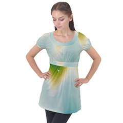 Gradientcolors Puff Sleeve Tunic Top by Sparkle