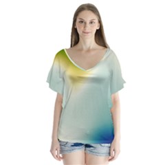 Gradientcolors V-neck Flutter Sleeve Top by Sparkle