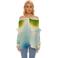Gradientcolors Off Shoulder Chiffon Pocket Shirt by Sparkle
