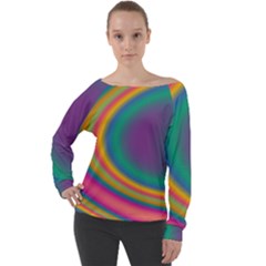 Gradientcolors Off Shoulder Long Sleeve Velour Top by Sparkle