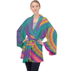 Gradientcolors Long Sleeve Velvet Kimono  by Sparkle