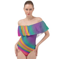 Gradientcolors Off Shoulder Velour Bodysuit  by Sparkle