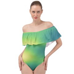 Gradientcolors Off Shoulder Velour Bodysuit  by Sparkle