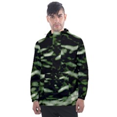 Green  Waves Abstract Series No5 Men s Front Pocket Pullover Windbreaker by DimitriosArt